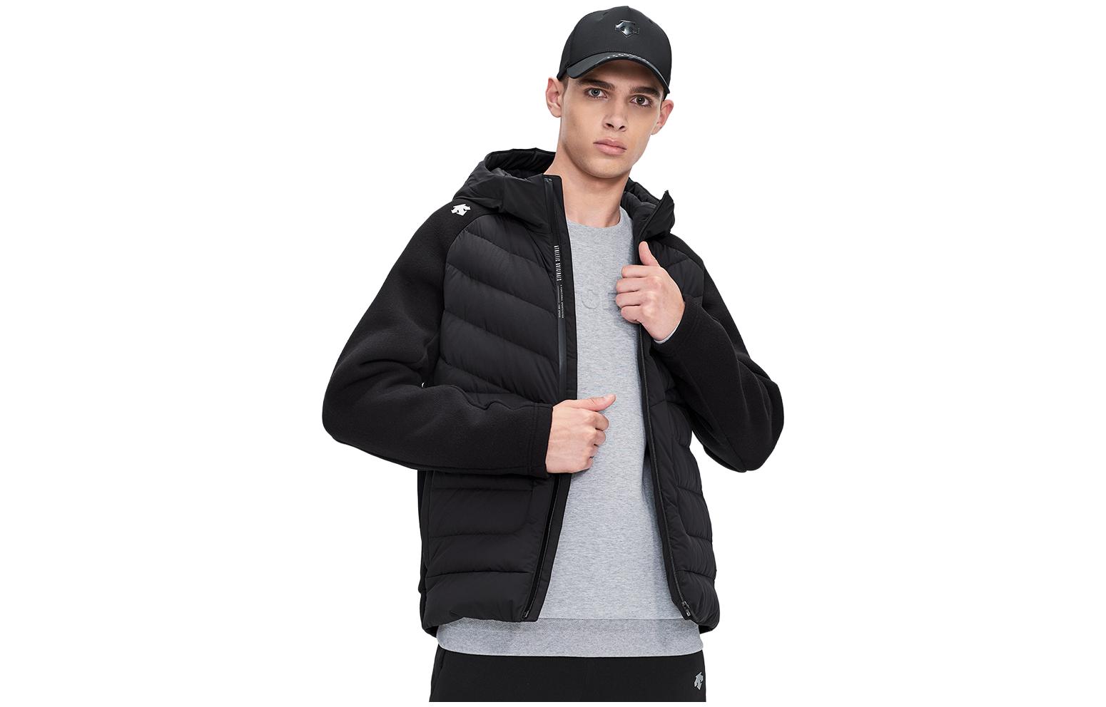 DESCENTE Solid Color Logo Patch Fleece Jacket D1421RKT93