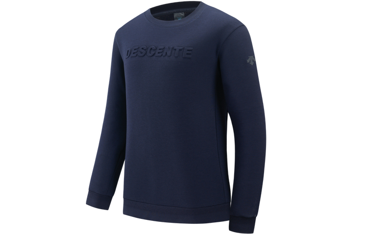 DESCENTE Solid Color Logo Print Casual Knit Pullover Crewneck Sweatshirt D1431IHT72A