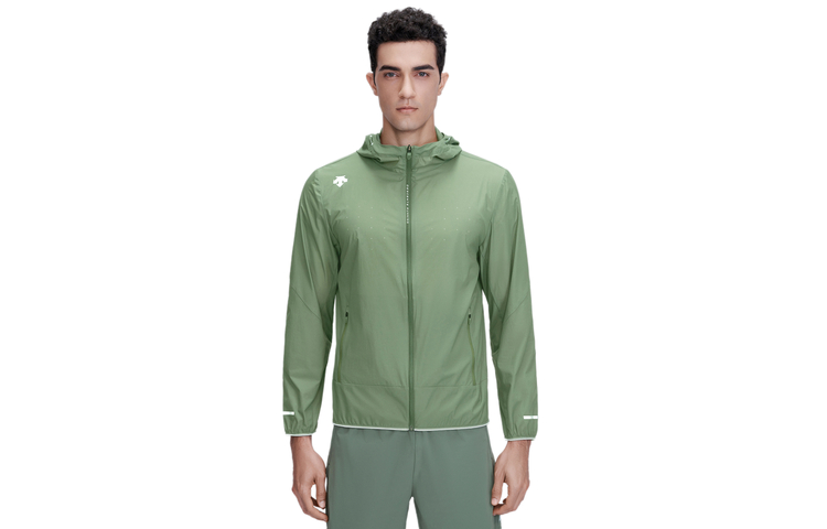 DESCENTE Solid Logo Woven Hooded Jacket D2231RWB45