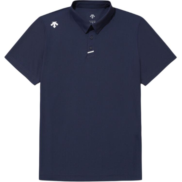 DESCENTE SS26 Polo Shirt - Business Casual with Color-Block Logo Design SR221UPS47