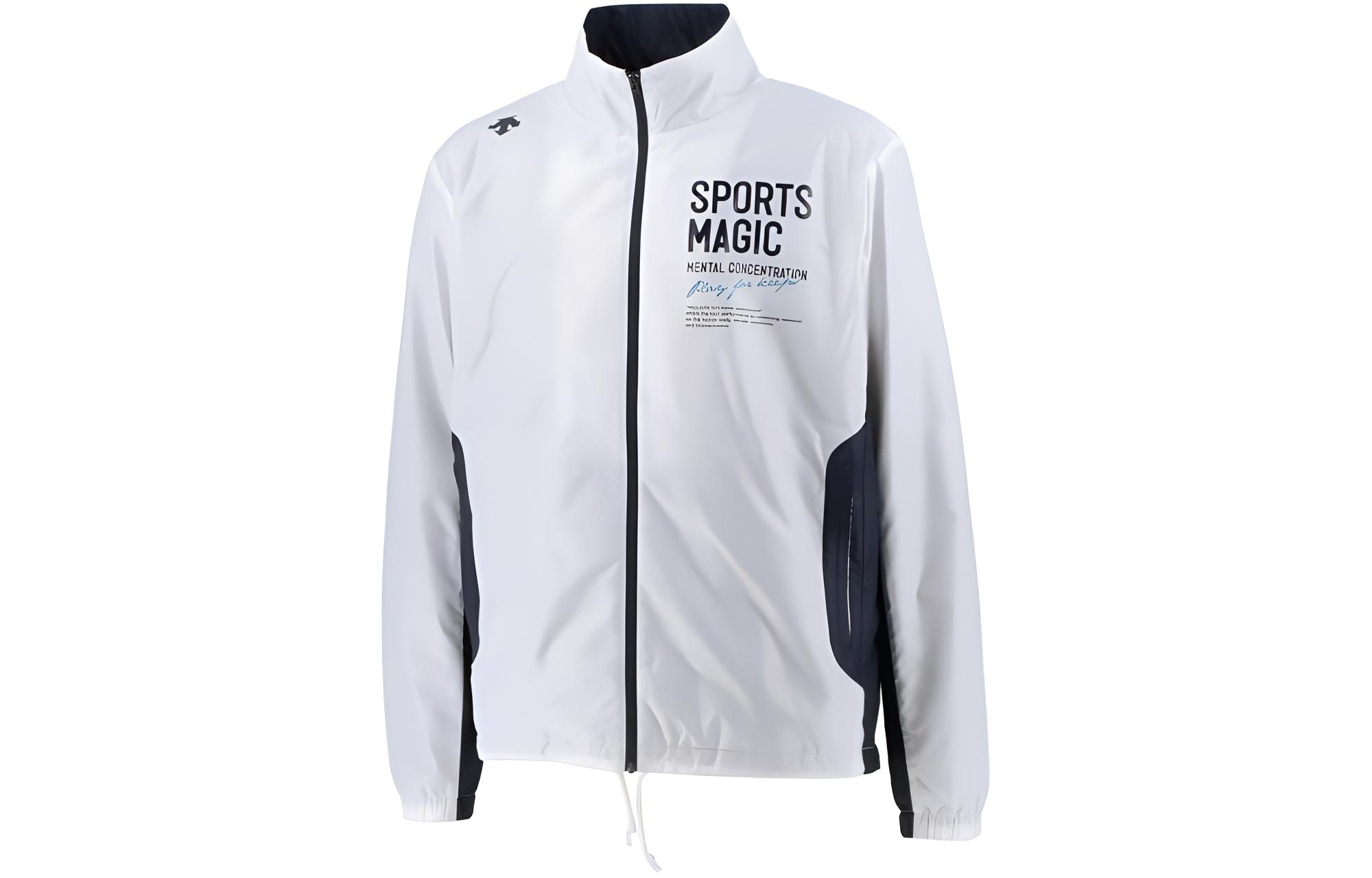 DESCENTE Swiss Ski White Windproof Zip-Up Jacket - Long Sleeve DAT3265-BKWH