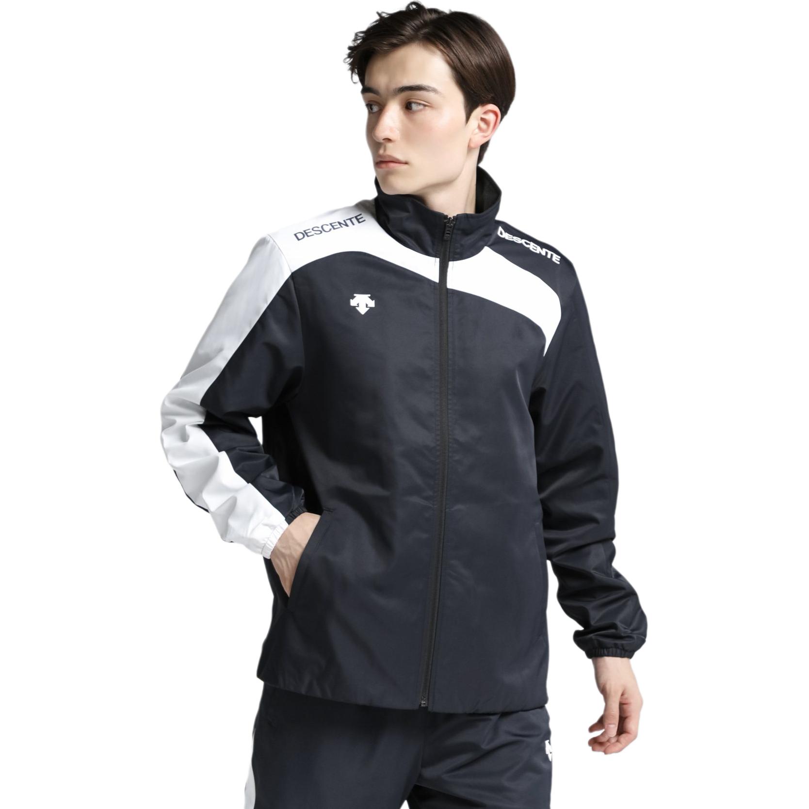 Shop DESCENTE TEAM 拼接復古運動外套 拉鍊款 男女通用 DTM3550B