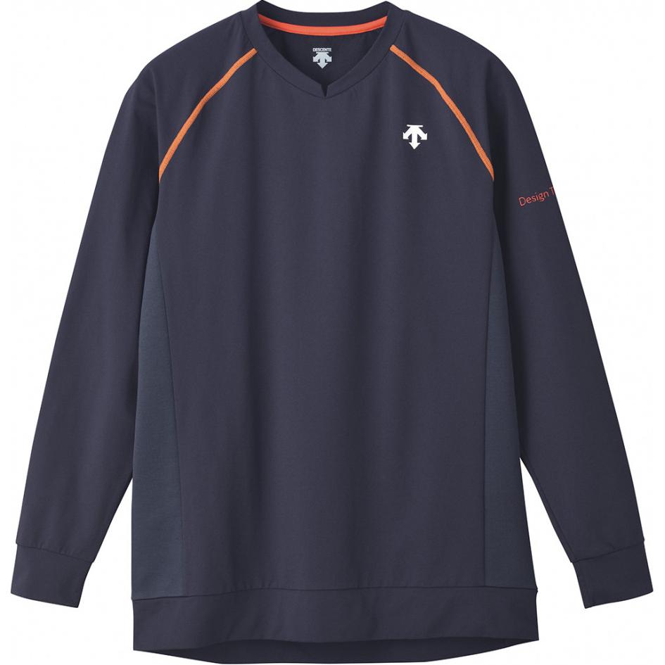 DESCENTE Unisex Logo Print Stretch Windproof Crewneck Sweatshirt DVUWJK30