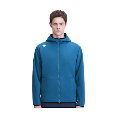 DESCENTE Zip-Up Hoodie Jacket with Solid Color Logo Design D2491TKT50
