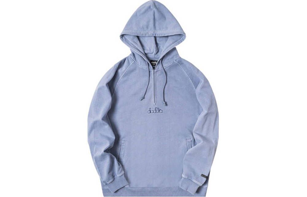 Diadora Vintage Washed Half-Zip Hoodie Blue Unisex Style D111HD03UBU