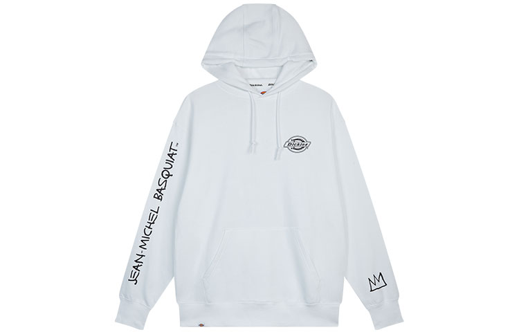 Dickies Badge Logo Hoodie White Unisex - Crown Sleeve Design Fleece Sweatshirt DK008509C4D