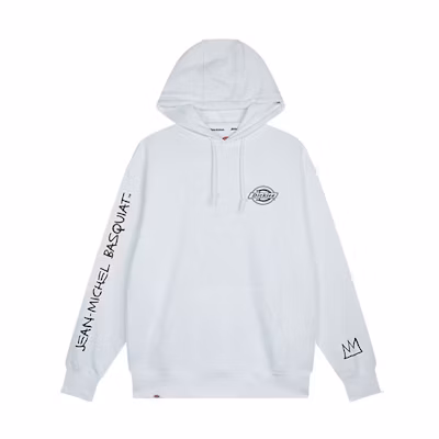 Dickies Badge Logo Hoodie White Unisex - Crown Sleeve Design Fleece Sweatshirt DK008509C4D
