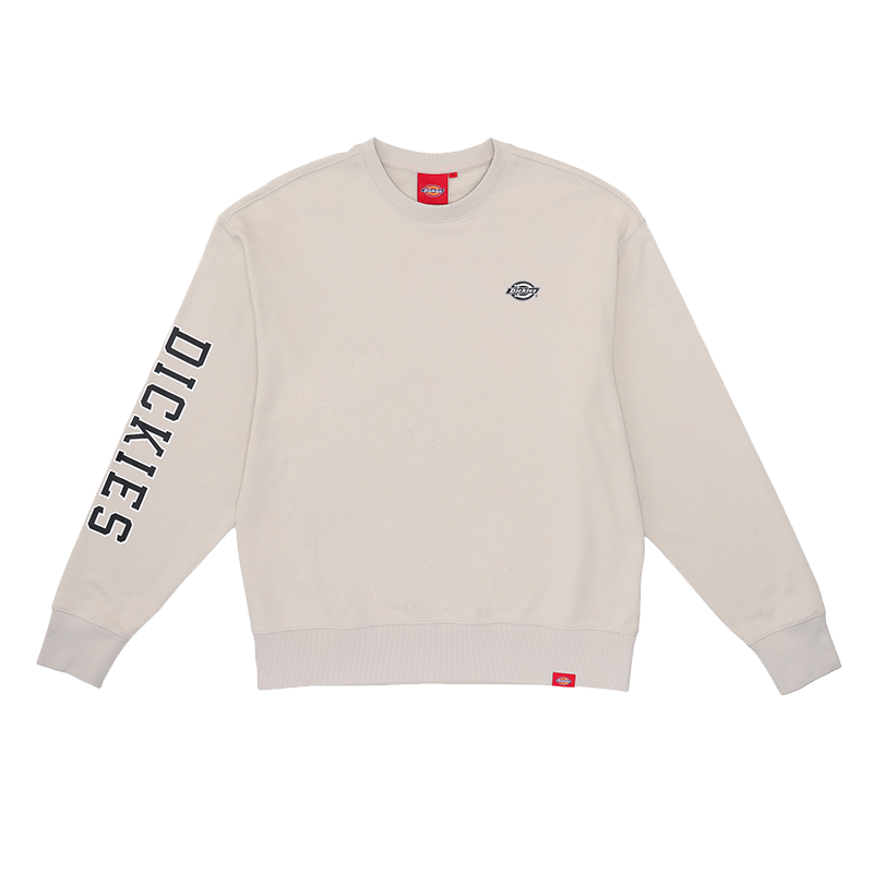 Dickies Beige Pullover Sweatshirt with Logo Print Sleeve Design DK012600ST0