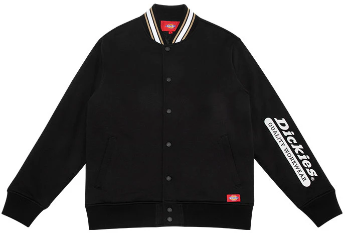 dickies-black-baseball-collar-fleece-padded-jacket-with-sleeve-print-dk-008131-blk