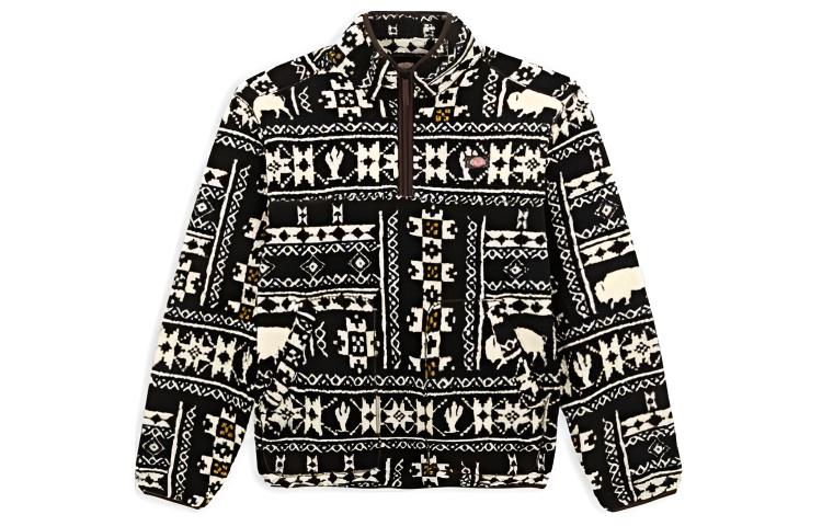Dickies Black Geometric Embroidered Colorblock Zip-Up Jacket DK0A4YEPG-111G