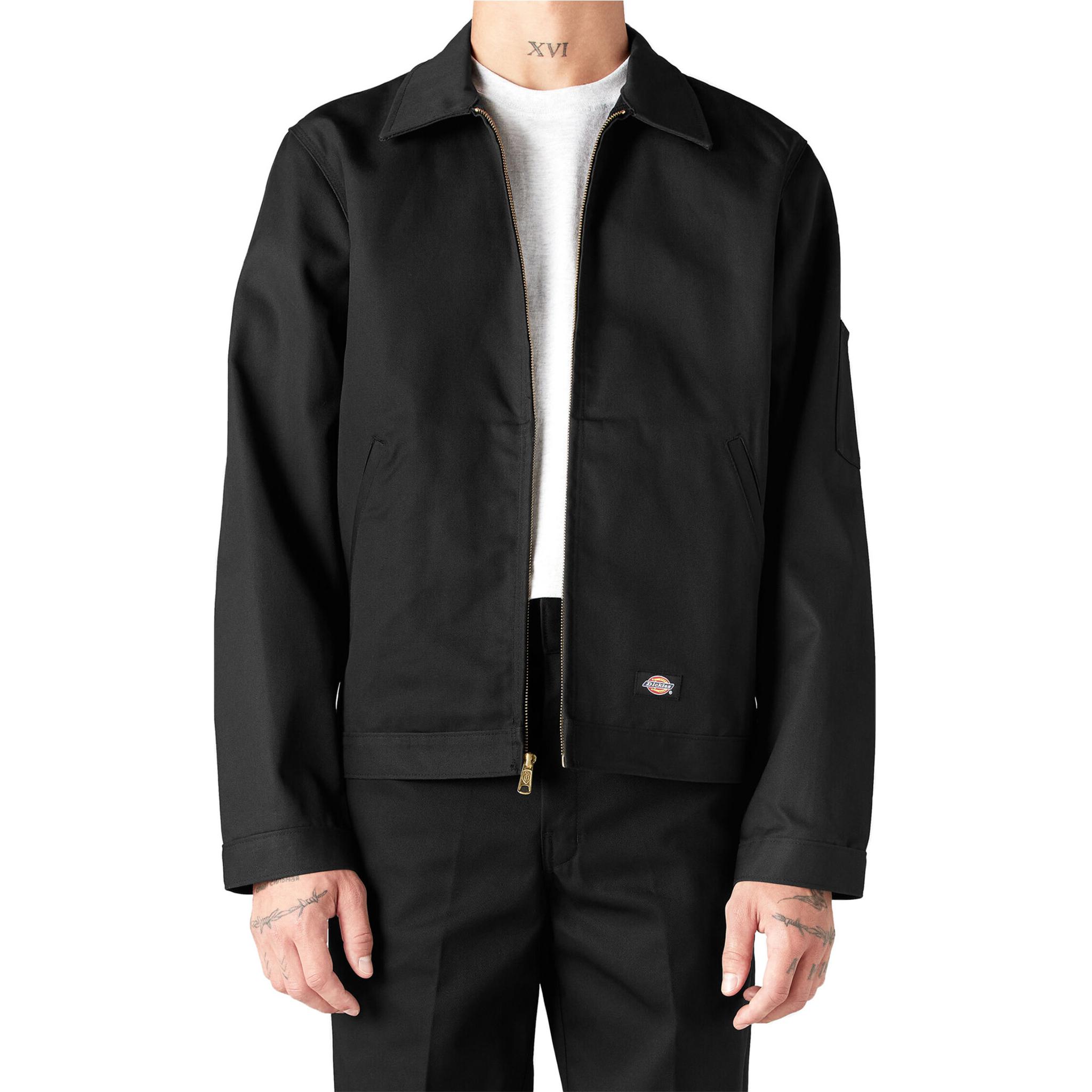 Dickies Black Solid Zip-Up Loose-Fit Jacket with Collar JT75-BK