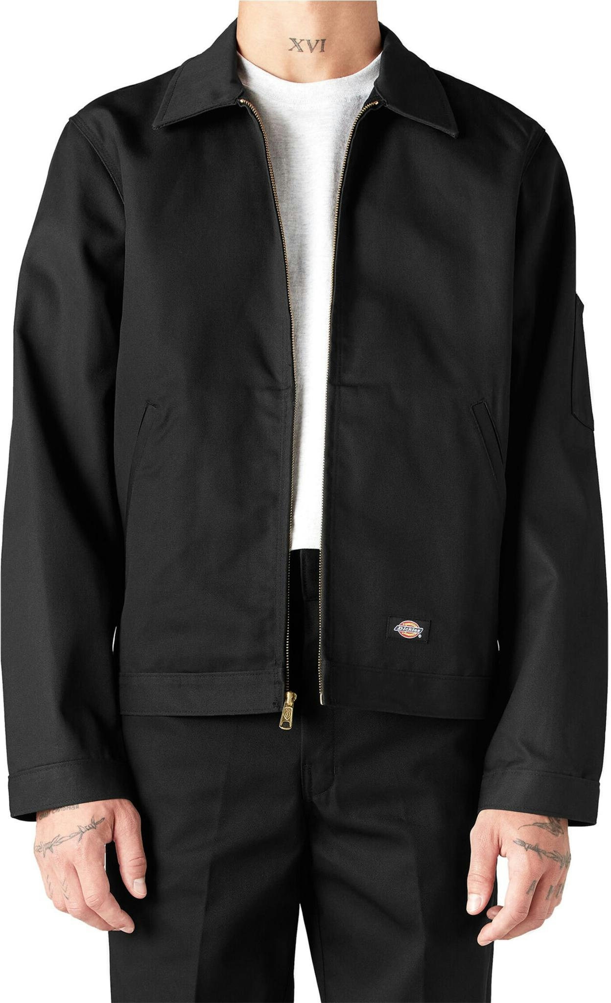 dickies-black-solid-zip-up-loose-fit-jacket-with-collar-jt-75-bk