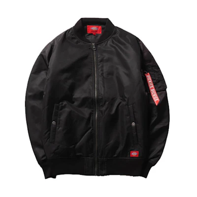 Dickies Black Varsity Jacket with Bright Ribbon Trim DK007003CC2