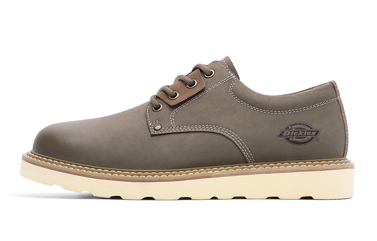 Dickies Brown Leather Vintage-Style Comfortable Casual Ankle Boots 233M50LXS85B Khaki