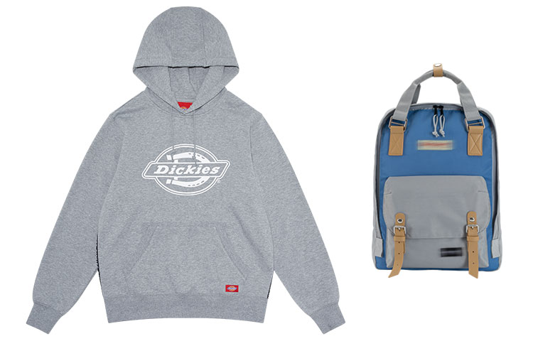 Dickies Classic Logo Printed Fleece Hoodie + Bag Men’s Light Gray DK007029CQ8LH