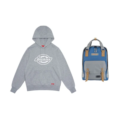 Dickies Classic Logo Printed Fleece Hoodie + Bag Men’s Light Gray DK007029CQ8LH