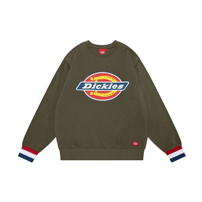 Dickies Color Block Logo Crewneck Sweatshirt Unisex Army Green DK009587MGR