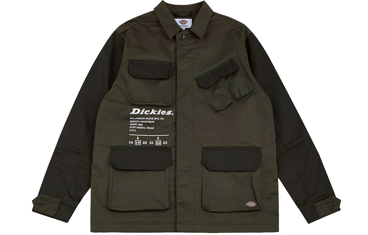 Dickies Colorblock Letter Print Utility Jacket Military Green DK008030MGR