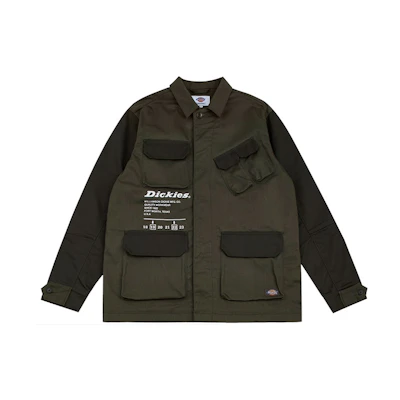 Dickies Colorblock Letter Print Utility Jacket Military Green DK008030MGR