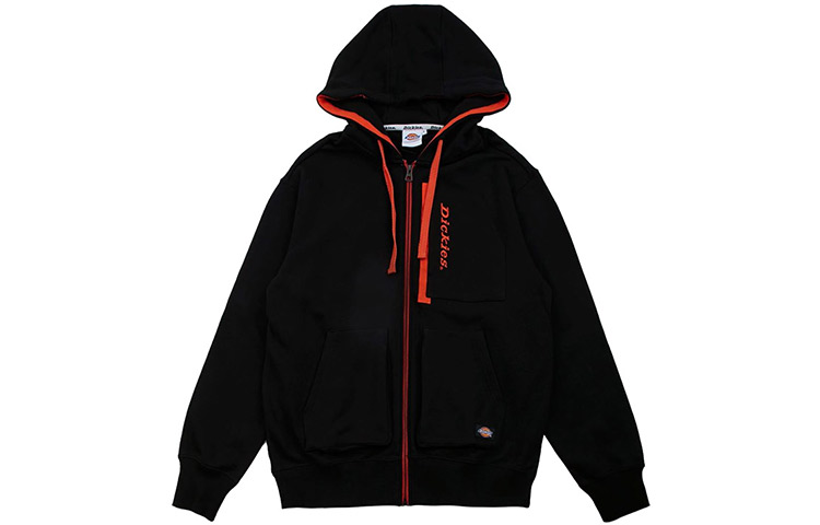 Dickies Colorblock Logo Embroidered Fleece Zip Hoodie Jacket DK008085BLK