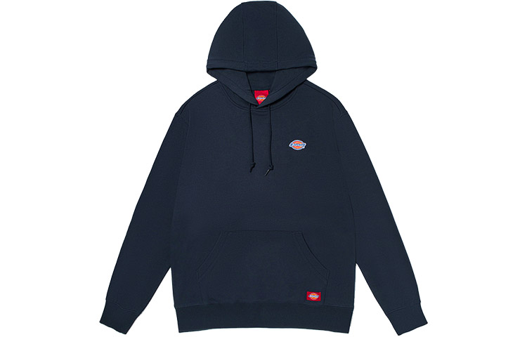 Dickies Cotton Terry Logo Badge Unisex Hoodie in Deep Navy Blue DK008874CG7