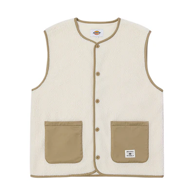 Dickies Cream Sherpa-Lined Sleeveless Jacket Vest Unisex DK011260C10