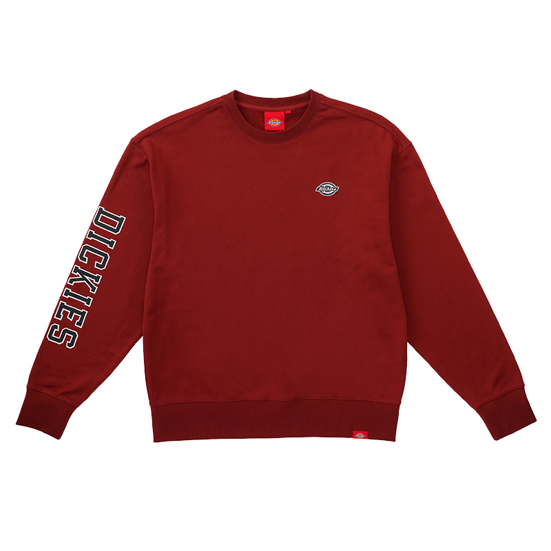 Dickies Crewneck Logo Print Pullover Sweatshirt Maroon Red DK012600G04