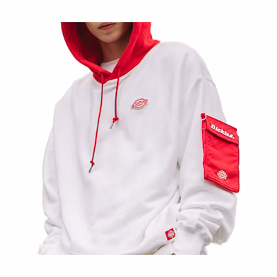 Dickies Detachable Colorblock Pullover Sweatshirt Unisex White DK007572C4D