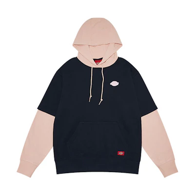 Dickies Dual-Layer Colorblock Logo Hoodie Unisex Navy Blue DK009584CG7