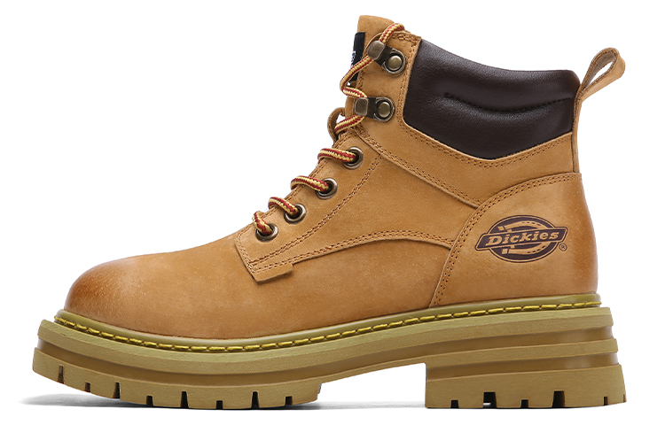 Dickies Durable Anti-Slip Leather Yellow Outdoor Mid Boots Tan 224M50LXS69A Light Brown Color