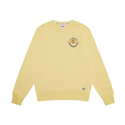 Dickies Embroidered Badge Cartoon Back Print Crewneck Sweatshirt Light Banana Yellow DK010128C33