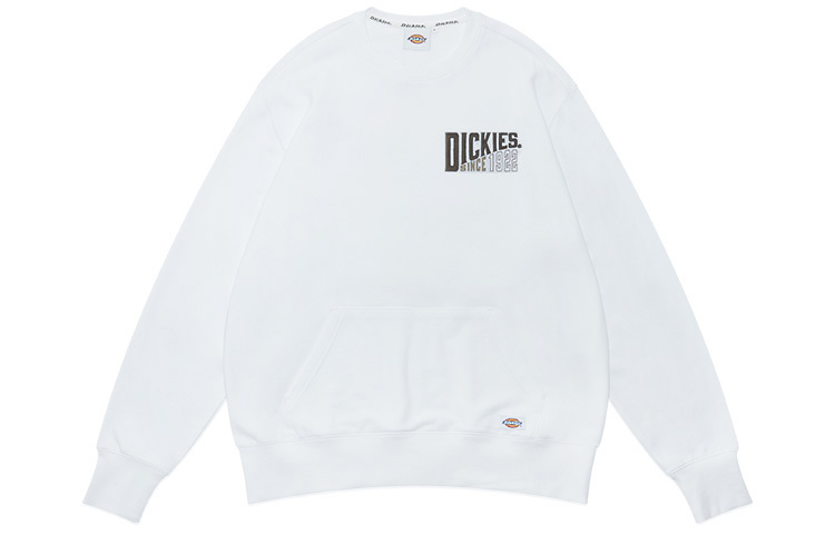Dickies Embroidered Logo Crewneck Sweatshirt White Standard Fit DK009449C4D