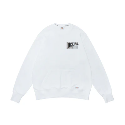 Dickies Embroidered Logo Crewneck Sweatshirt White Standard Fit DK009449C4D
