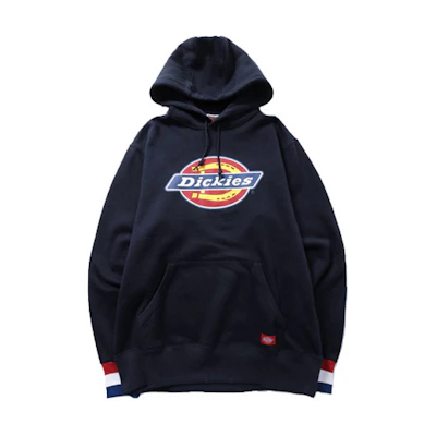 Dickies Fleece Cuff Color-Block Striped Print Sweatshirt Navy Blue () DK007028CT9
