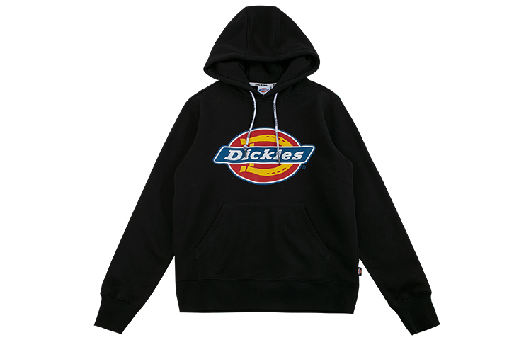 Dickies Fleece Pullover Hoodie Black with Bold Logo and Letter Print DK006864BLK
