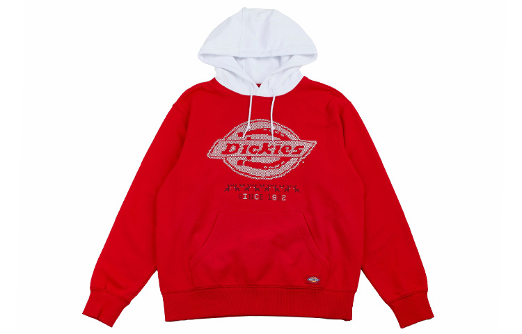Dickies FW20 Red Hoodie with Letter Logo Print Unisex Pullover DK008183A70
