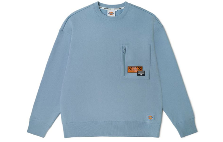 Dickies FW22 Light Blue Solid Color Zip Pocket Long Sleeve Sweatshirt DK010959C99
