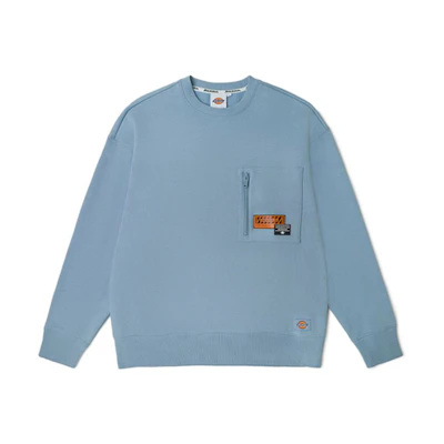 Dickies FW22 Light Blue Solid Color Zip Pocket Long Sleeve Sweatshirt DK010959C99