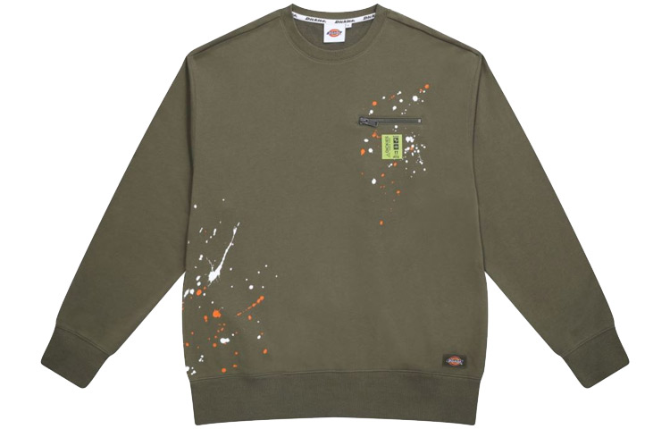 Dickies FW22 Paint Design Long Sleeve Sweatshirt Military Green Men DK011053MGR