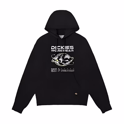 Dickies FW22 Pullover Hoodie with Planet Print Unisex Black DK011038BLK