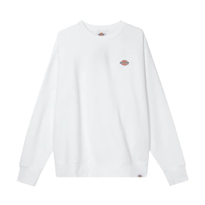 Dickies FW22 White Crewneck Sweatshirt with Logo Patch Unisex Casual Pullover DK010957C4D