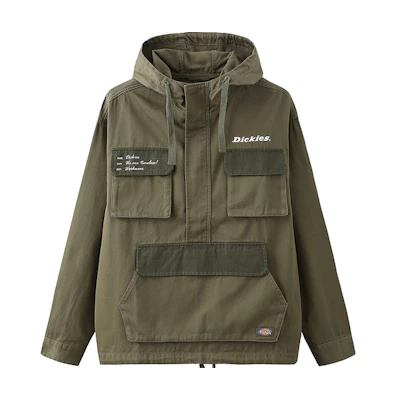 Dickies Green Color-Block Letter Logo Hoodie Jacket DK008022MGR1