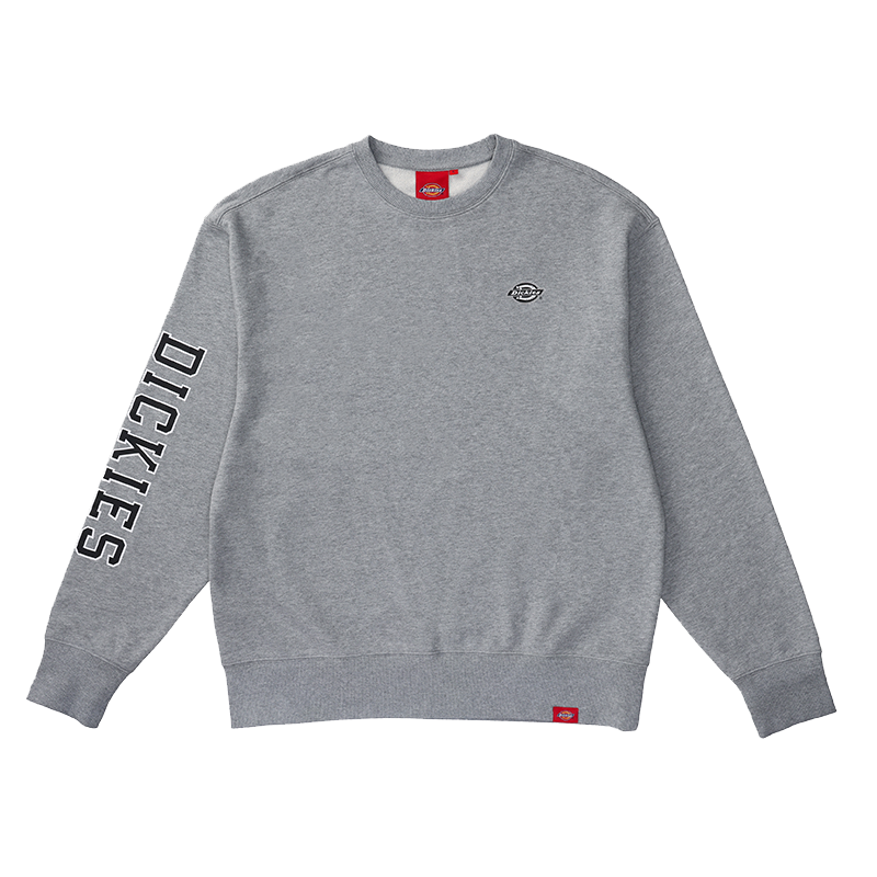Dickies Grey Pullover Sweatshirt with Logo Print on Right Sleeve DK012600CQ8
