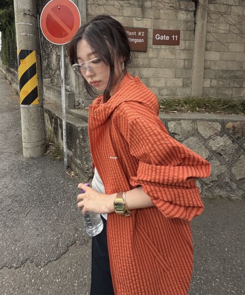Lookbook Dickies Grid Check Light Windbreaker Orange DIKU251LRJK004OR