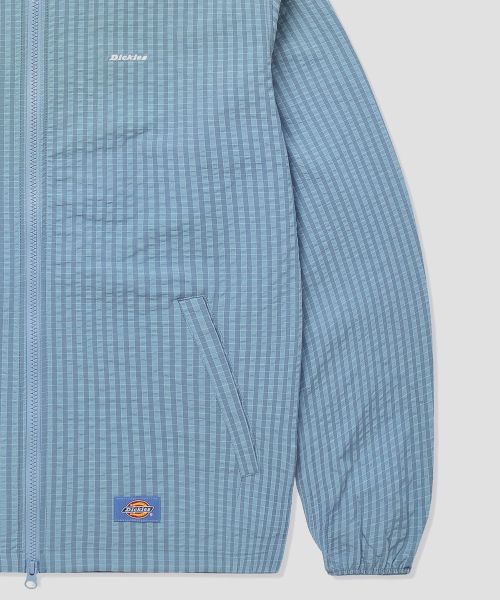 Shop Dickies Grid Check Light Windbreaker Sky Blue DIKU251LRJK004SB
