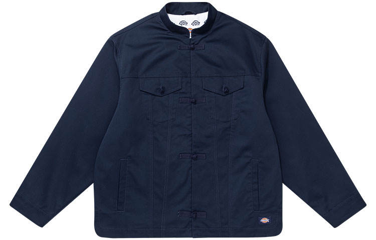 Dickies Han Style Mandarin Collar Logo Jacket Unisex Deep Navy Blue DK009710CG7