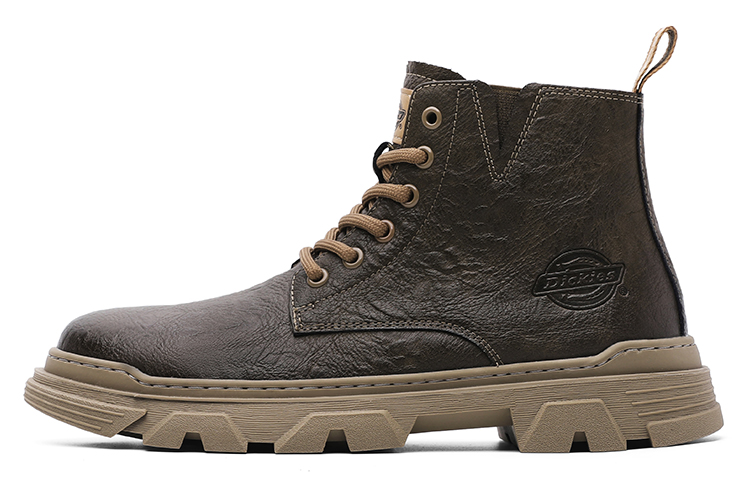 Dickies Leather Anti-Slip Vintage Casual Mid-Cut Work Boots Tan High-Top 234M50LXS74B Camel Color