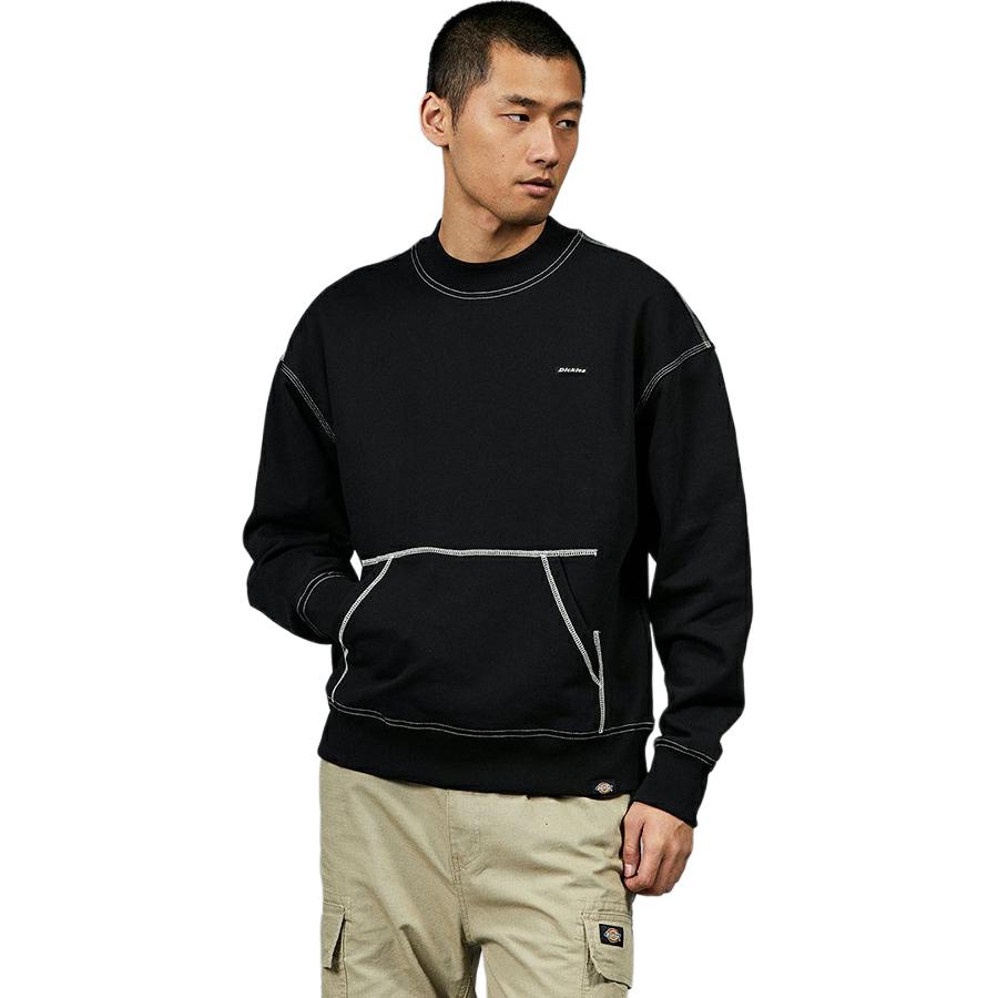 Lookbook Dickies Letter Patch Crewneck Sweatshirt Unisex Long Sleeve Top DK013093