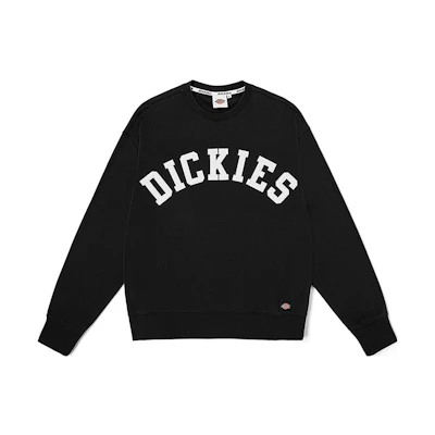 Dickies Letter Patch Embroidered Crewneck Pullover Sweatshirt Unisex Casual Style DK012294BLK1