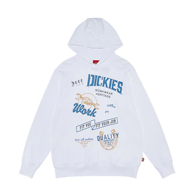 Dickies Letter Print Graphic Hoodie Unisex - White DK009565C4D